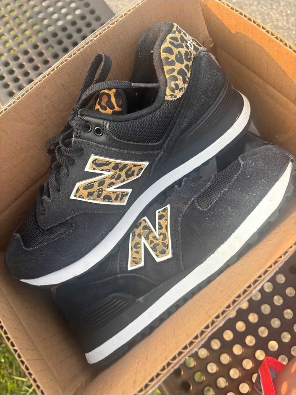 New Balance Women's Navy Blue Sneakers with Leopard Accent